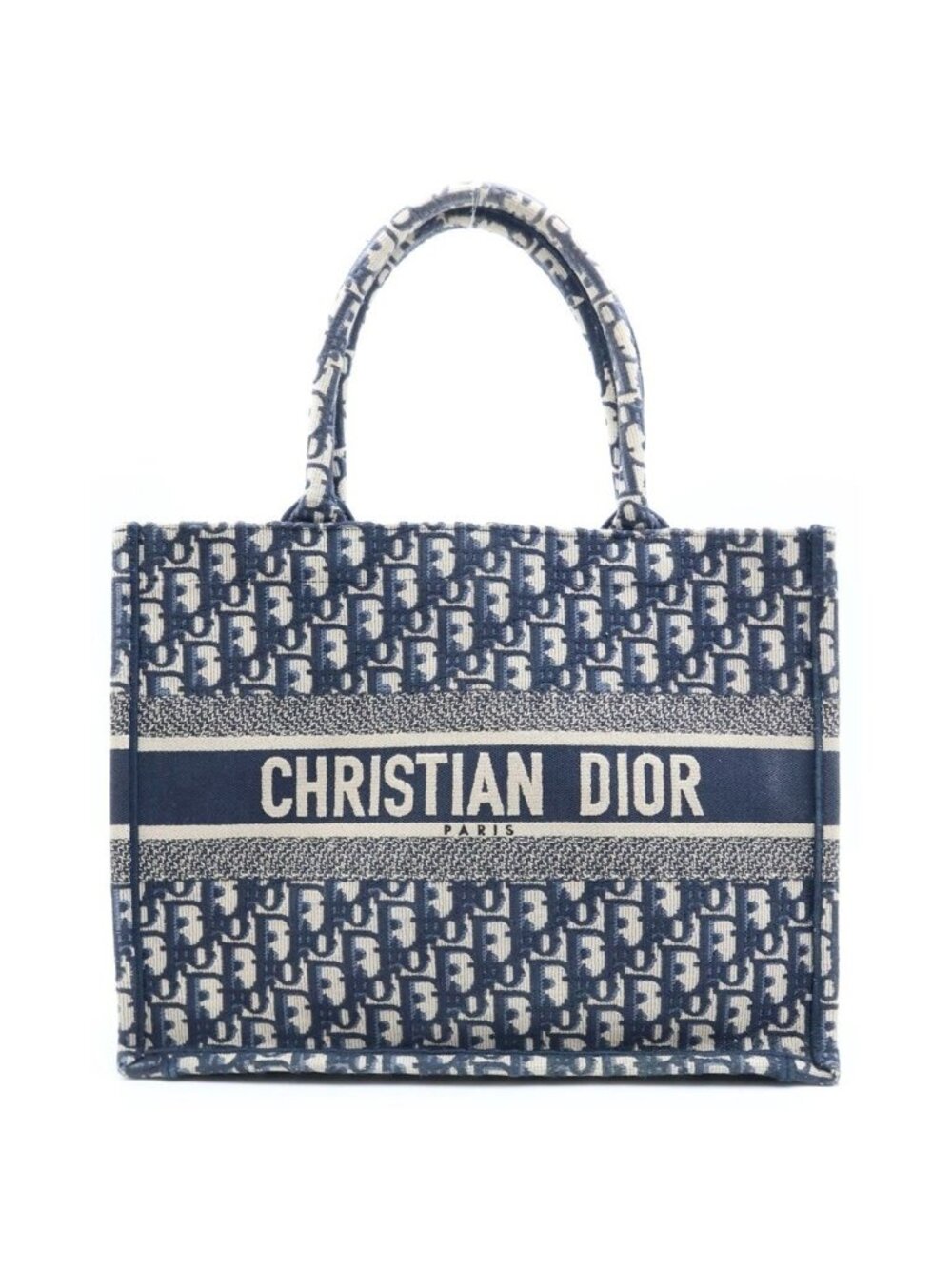 Dior Book Tote Bag Medium Navy Canvas